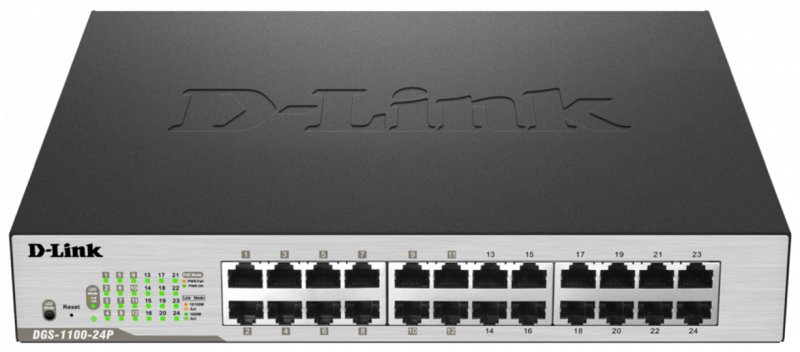 D-Link DGS-1100-24P 24-port Gigabit Smart switch, 12x GbE PoE+, PoE 100W - obrázek produktu