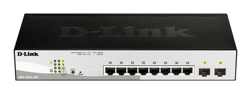 D-Link DGS-1210-10P, 10-port 10/ 100/ 1000 Gigabit PoE Smart Switch including 2x SFP 65W - obrázek produktu