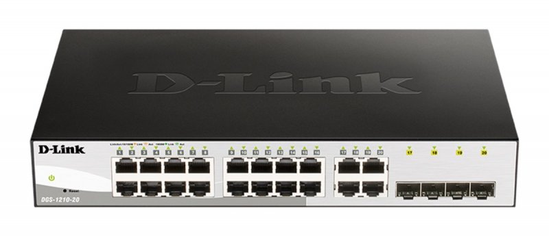 D-Link DGS-1210-20 L2/ L3 Smart+ switch, 16x GbE, 4x RJ45/ SFP, fanless - obrázek produktu