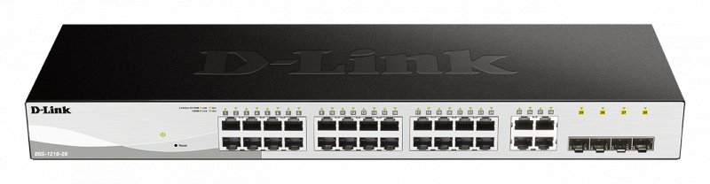 D-Link DGS-1210-28 L2/ L3 Smart+ switch, 24x GbE, 4x RJ45/ SFP, fanless - obrázek produktu