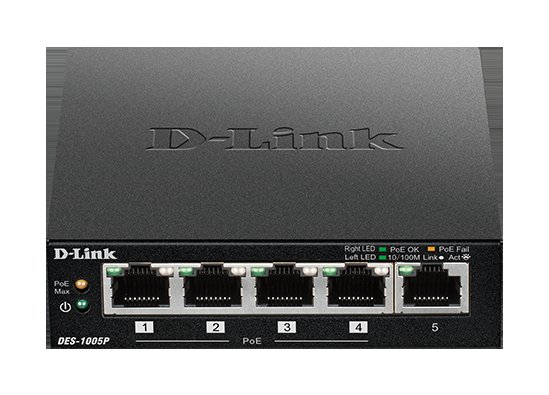 D-Link DES-1005P 5-port 10/ 100 switch, 4xPoE+,60W - obrázek produktu