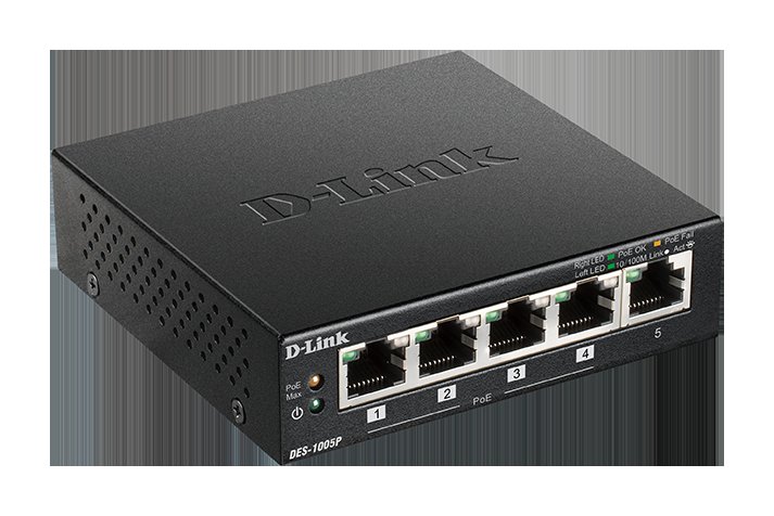 D-Link DES-1005P 5-port 10/ 100 switch, 4xPoE+,60W - obrázek č. 1