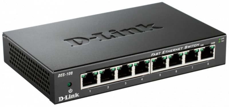 D-Link DES-108 kovový 8-port 10/ 100 Desktop Switch - obrázek č. 1