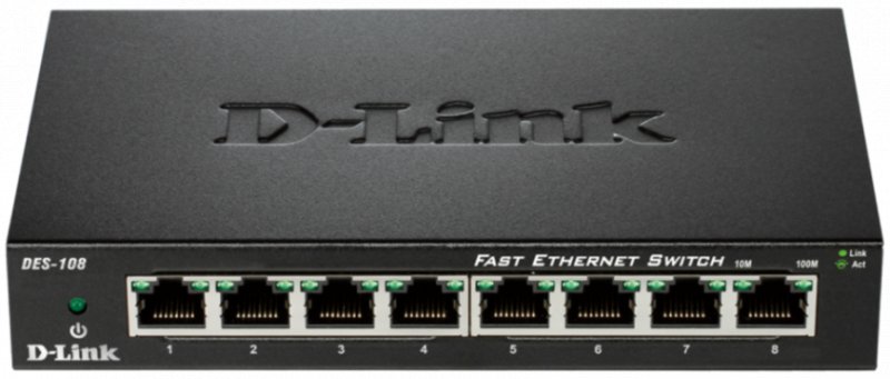 D-Link DES-108 kovový 8-port 10/ 100 Desktop Switch - obrázek produktu