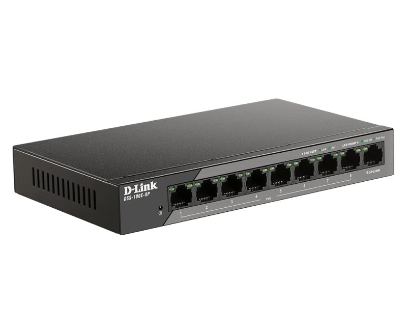 D-Link DSS-100E-9P 9-Port 10/ 100 Unmanaged long range PoE Surveillance Switch - obrázek produktu