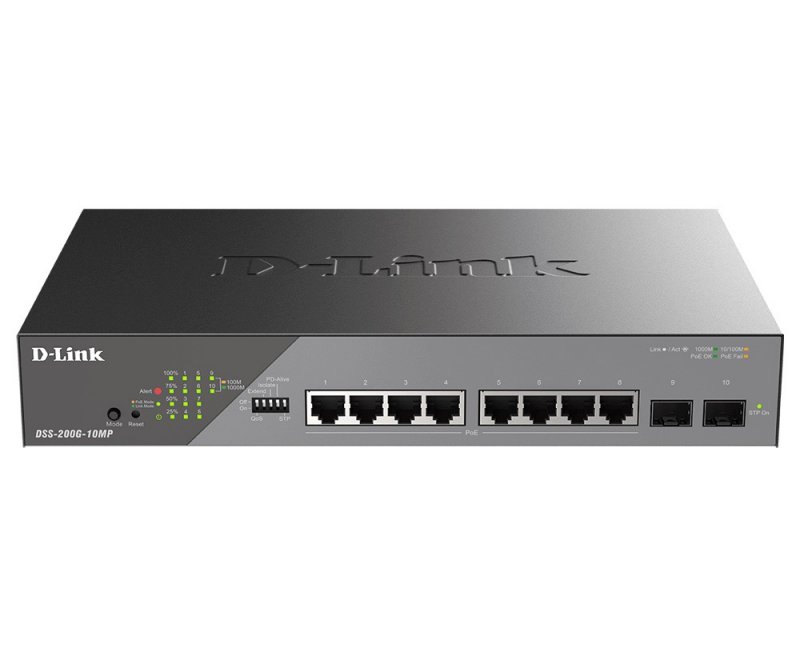D-Link DSS-200G-10MP/ E 10-Port Gigabit Ethernet PoE+ Surveillance Switch - obrázek produktu
