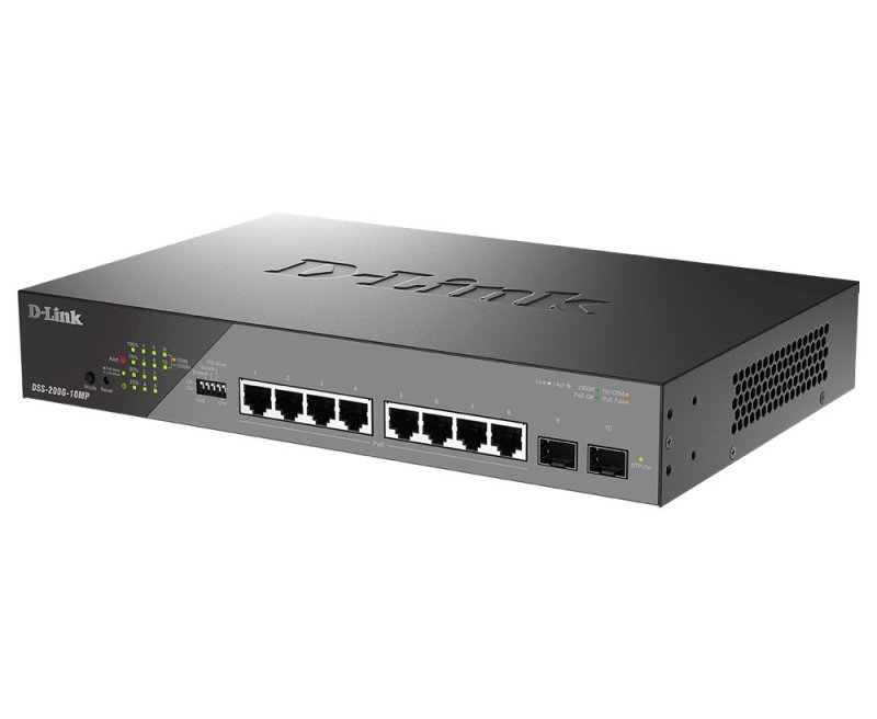 D-Link DSS-200G-10MP/ E 10-Port Gigabit Ethernet PoE+ Surveillance Switch - obrázek č. 2