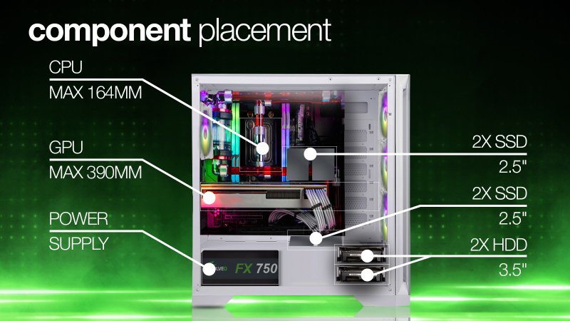 EVOLVEO Ptero Q2G,ATX / 4x ARGB 120 / sklo čelo+bok - obrázek č. 6