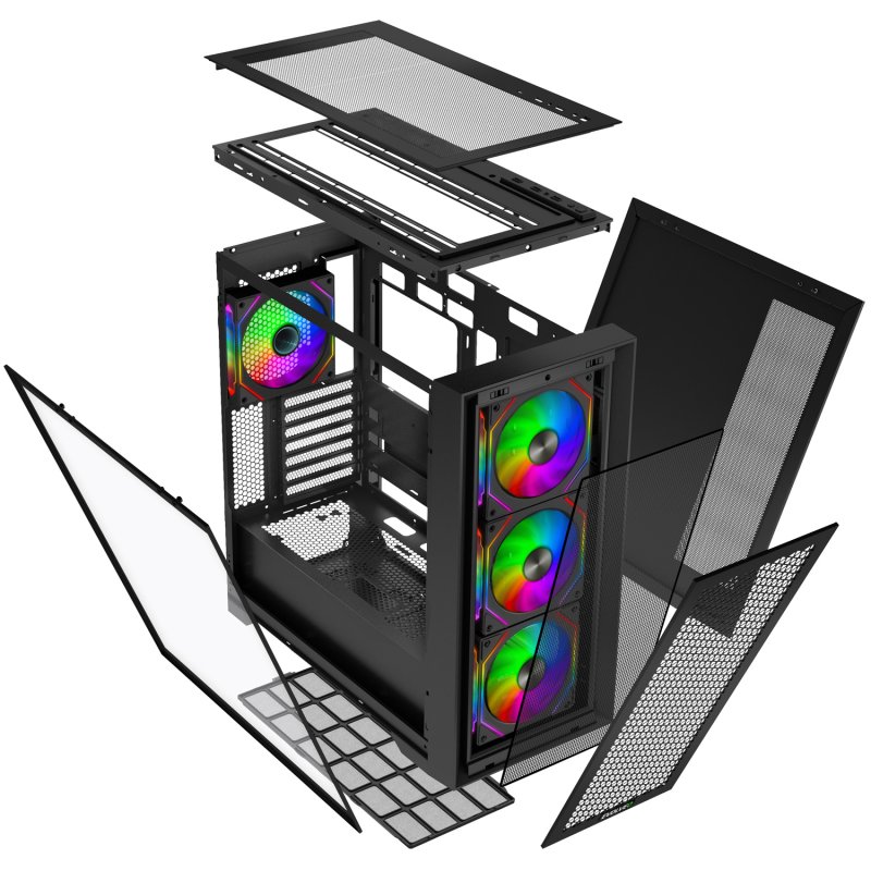 EVOLVEO Rhino, eATX / ATX / 4x ARGB / bočnice sklo / mesh - obrázek č. 1