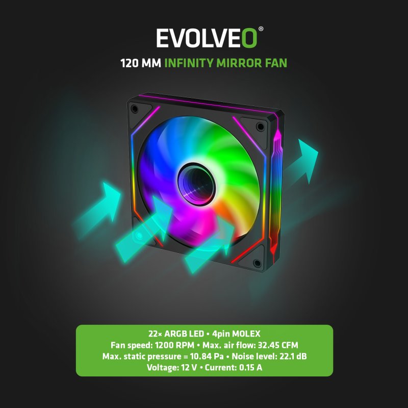 EVOLVEO Rhino, eATX / ATX / 4x ARGB / bočnice sklo / mesh - obrázek č. 8