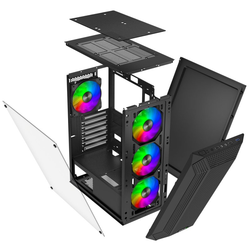 EVOLVEO Xenon, Midi Tower / 4x ARGB / mesh+sklo - obrázek č. 2