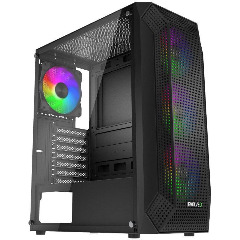 EVOLVEO Xenon, Midi Tower / 4x ARGB / mesh+sklo - obrázek produktu