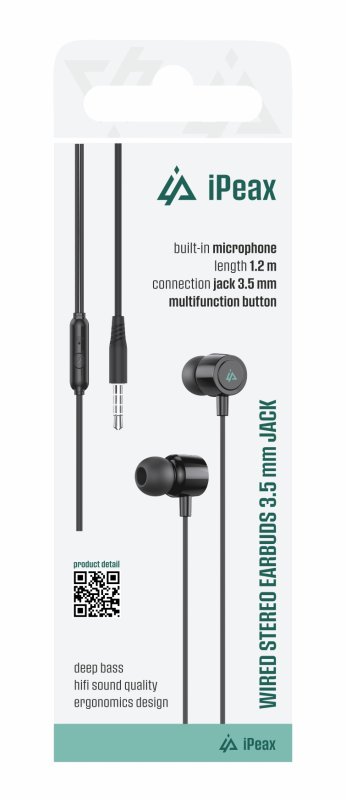 DRÁTOVÁ SLUCHÁTKA 3,5MM JACK ČERNÁ - obrázek produktu