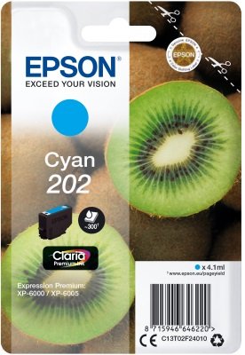 EPSON ink Cyan 202 Premium - singlepack, 4,1ml, 300s, standard - obrázek produktu