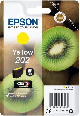EPSON ink Yellow 202 Premium - singlepack, 4,1ml, 300s, standard - obrázek produktu