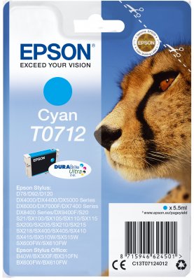 Epson Singlepack Cyan T0712 DURABrite Ultra Ink - obrázek produktu
