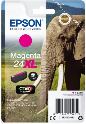 Epson Singlepack Magenta 24XL Claria Photo HD Ink - obrázek produktu