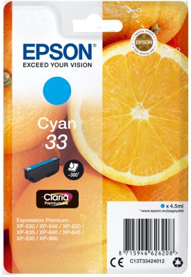 Epson Singlepack Cyan 33 Claria Premium Ink - obrázek produktu