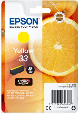 Epson Singlepack Yellow 33 Claria Premium Ink - obrázek produktu