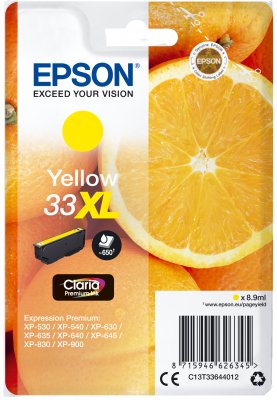 Epson Singlepack Yellow 33XL Claria Premium Ink - obrázek produktu