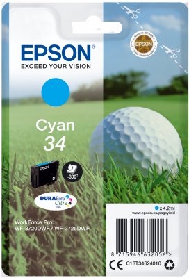 Epson Singlepack Cyan 34 DURABrite Ultra Ink - obrázek produktu