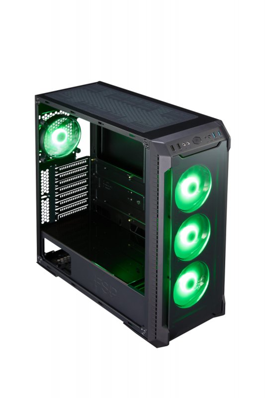 FSP/ Fortron ATX Midi Tower CMT520 black, průhledná bočnice, 4 x RGB LED 120 mm ventilátor - obrázek č. 2