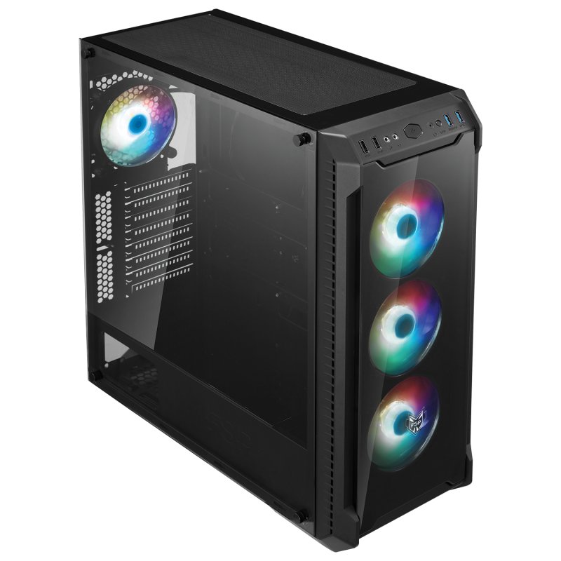 FSP/ Fortron ATX Midi Tower CMT520 PLUS black, průhledná bočnice, 4 x A.RGB LED 120 mm ventilátor - obrázek č. 3