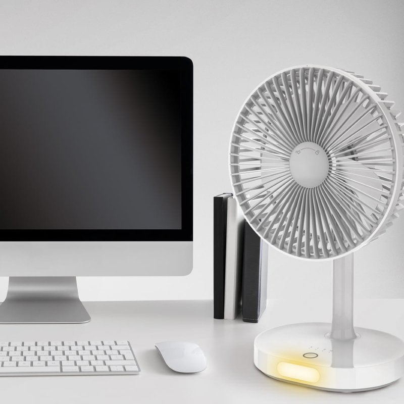 Platinet PRDF0326 stolní ventilátor 19 cm, noční osvětlení, akumulátor 3000 mAh, bílá-šedá - obrázek č. 2
