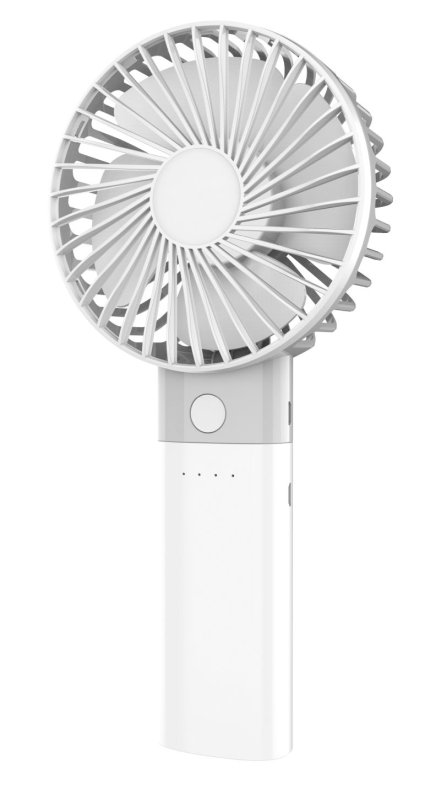 Platinet PRDF6107 kapesní ventilátor 10 cm, funkce powerbanky 4000 mAh, bílá-šedá - obrázek produktu