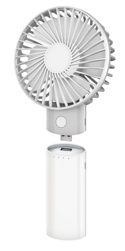 Platinet PRDF6107 kapesní ventilátor 10 cm, funkce powerbanky 4000 mAh, bílá-šedá - obrázek č. 1