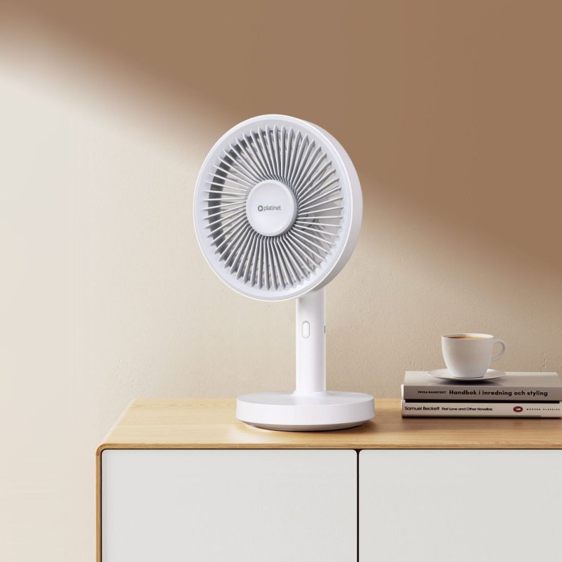 Platinet PRDF0576 stolní ventilátor 12,5 cm,  odnímatelná základna, akumulátor 1800 mAh, bílá-šedá - obrázek č. 3