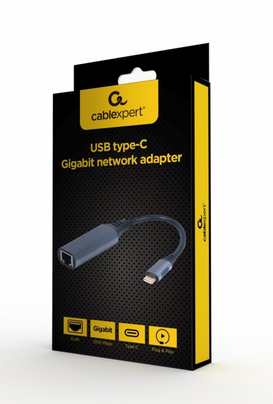 Adaptér Gembird USB-C to LAN Gbe RJ-45 - obrázek č. 1