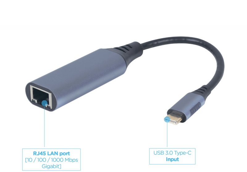 Adaptér Gembird USB-C to LAN Gbe RJ-45 - obrázek č. 2