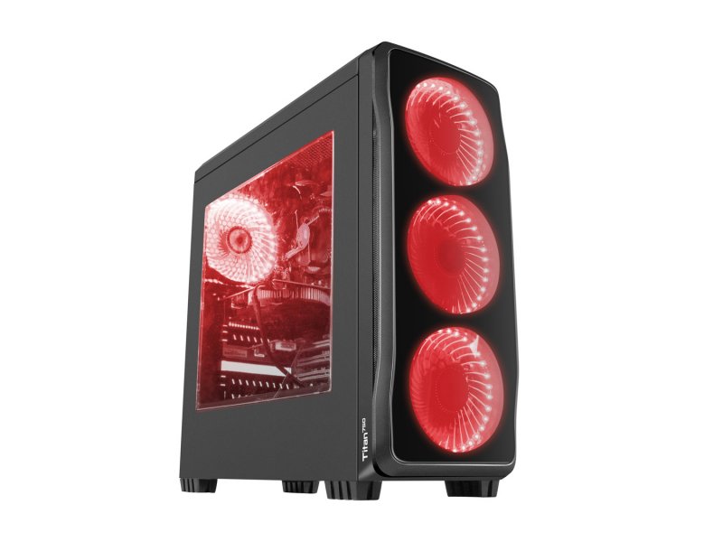 Počítačová skříň Genesis Titan 750 RED MIDI (USB 3.0), 4 ventilátory s červeným podsvícením - obrázek produktu