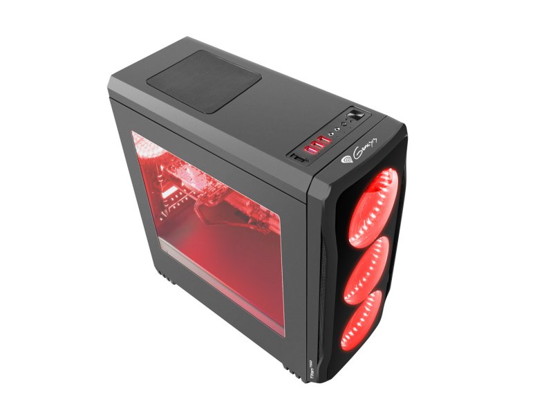 Počítačová skříň Genesis Titan 750 RED MIDI (USB 3.0), 4 ventilátory s červeným podsvícením - obrázek č. 5