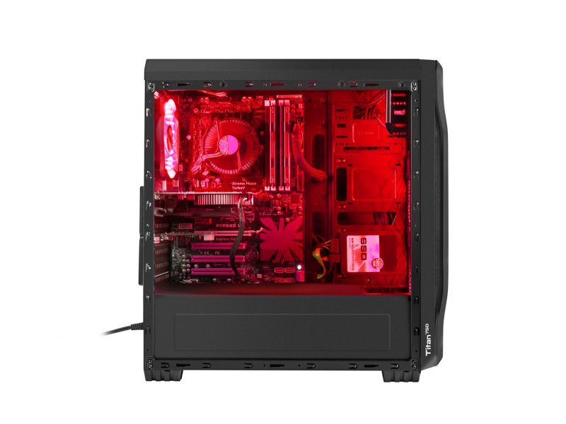 Počítačová skříň Genesis Titan 750 RED MIDI (USB 3.0), 4 ventilátory s červeným podsvícením - obrázek č. 4
