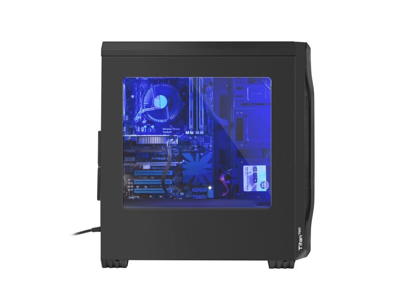 Počítačová skříň Genesis Titan 750 BLUE MIDI (USB 3.0), 4 ventilátory s modrým podsvícením - obrázek č. 3