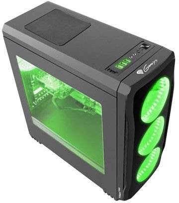 Počítačová skříň Genesis Titan 750 GREEN MIDI (USB 3.0), 4 ventilátory s zeleným podsvícením - obrázek č. 1