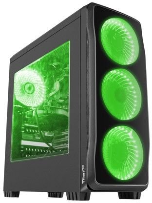 Počítačová skříň Genesis Titan 750 GREEN MIDI (USB 3.0), 4 ventilátory s zeleným podsvícením - obrázek produktu