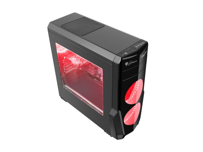 Počítačová skříň Genesis Titan 800 RED MIDI (USB 3.0), 4 ventilátory s červeným podsvícením - obrázek č. 5