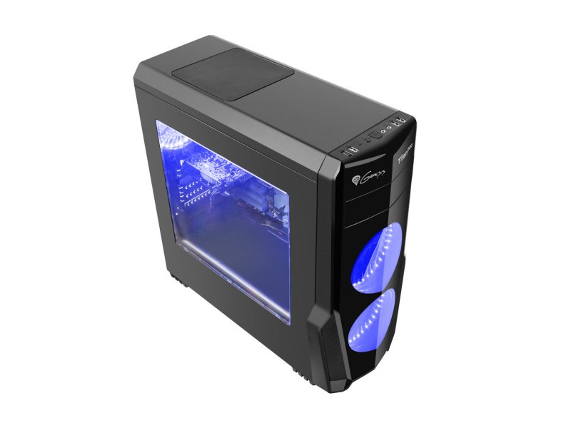 Počítačová skříň Genesis Titan 800 BLUE MIDI (USB 3.0), 4 ventilátory s modrým podsvícením - obrázek č. 5