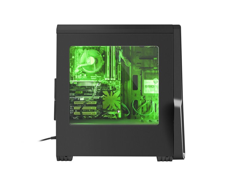 Počítačová skříň Genesis Titan 800 GREEN MIDI (USB 3.0), 4 ventilátory s zeleným podsvícením - obrázek č. 4