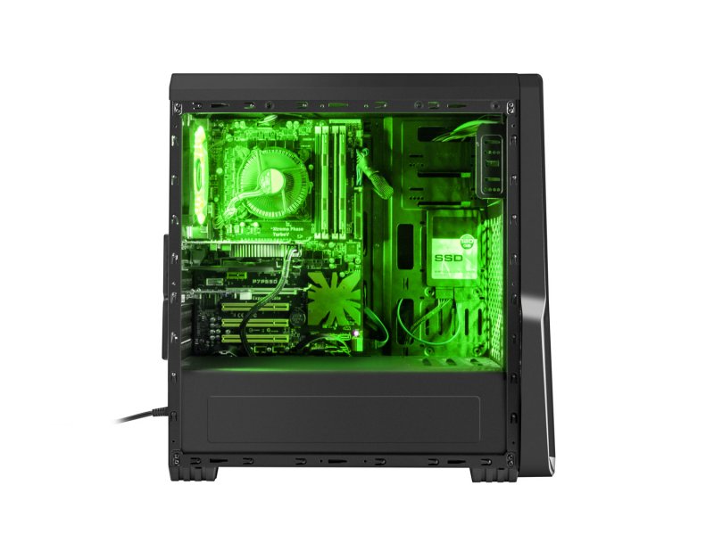 Počítačová skříň Genesis Titan 800 GREEN MIDI (USB 3.0), 4 ventilátory s zeleným podsvícením - obrázek č. 5