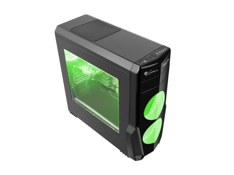 Počítačová skříň Genesis Titan 800 GREEN MIDI (USB 3.0), 4 ventilátory s zeleným podsvícením - obrázek č. 3