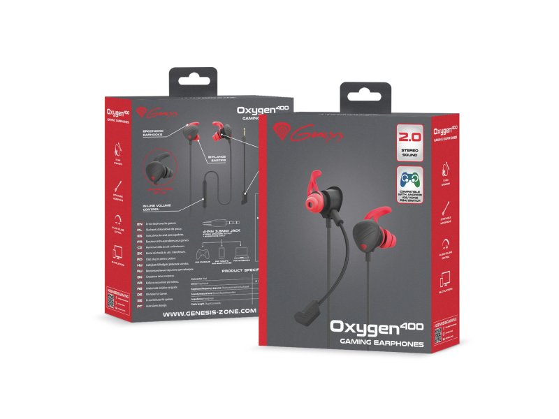 Genesis Oxygen 400 Multiplatformní sluchátka do uší s mikrofonem, PC, PS4, Xbox One, Switch - obrázek č. 1