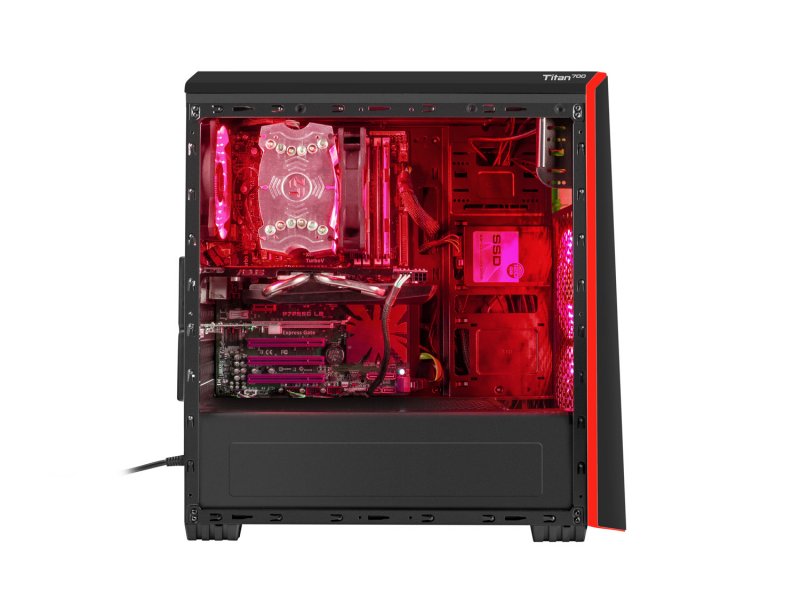 Genesis Titan 700 Red počítačová skříň (USB 3.0), 3 ventilátory s červeným podsvícením - obrázek č. 5