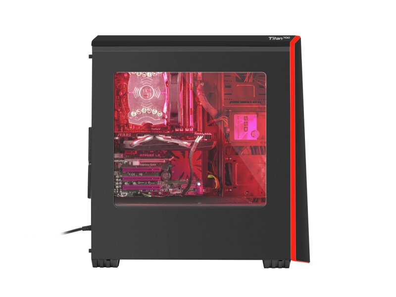 Genesis Titan 700 Red počítačová skříň (USB 3.0), 3 ventilátory s červeným podsvícením - obrázek č. 4