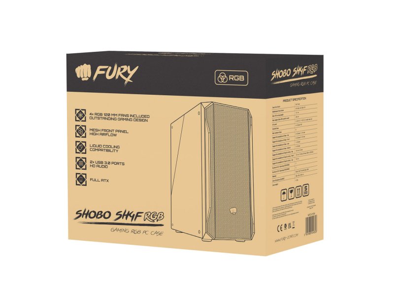 PC skříň Fury SHOBO / Midi Tower / Transpar. / Černá - obrázek č. 8