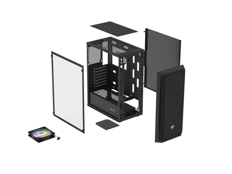 PC skříň Fury SHOBO SH4 RGB Midi Tower, Window, - obrázek č. 4