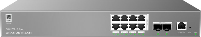 Grandstream GWN7801P Pro L2++, Managed switch, 8x 1Gb RJ45, PoE+, SFP, DHCP, CLI, VLAN - obrázek č. 1